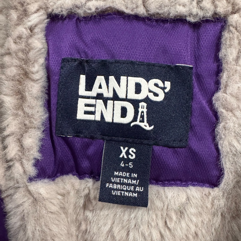 Lands' End Girls Winter Fleece Lined Down Alternative ThermoPlume Coat - Picture 4 of 7